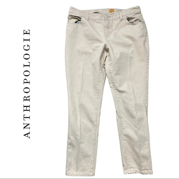 Anthropologie Chino's  Pilcro and the Letterpress Cream Pants Linen Size 30 - Picture 1 of 6